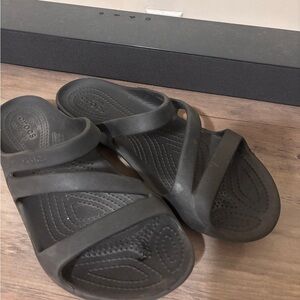 Crocs Kadee II Lightweight Z-Strap Sandals Women's 8 Black Slip-On